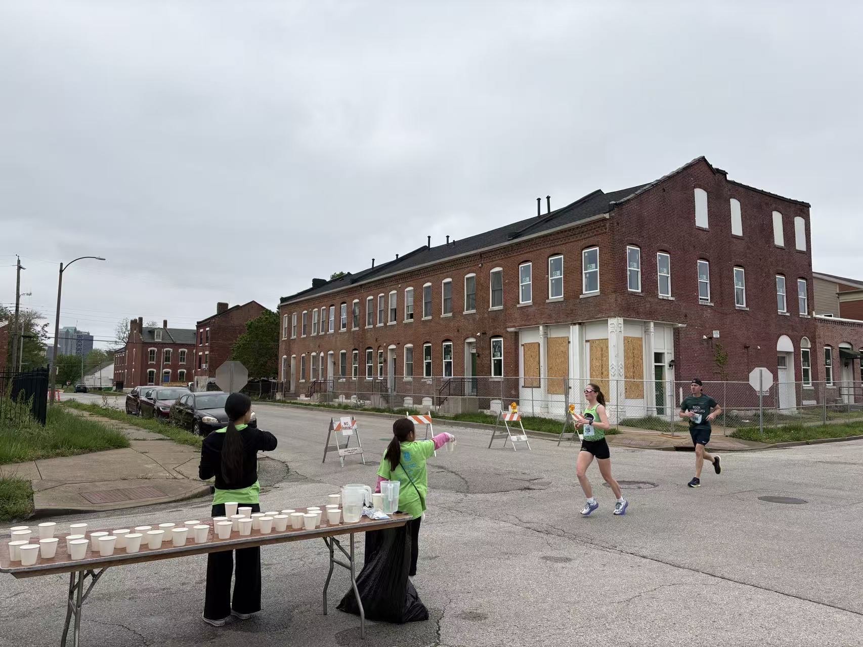 Volunteers distributing food at a community event